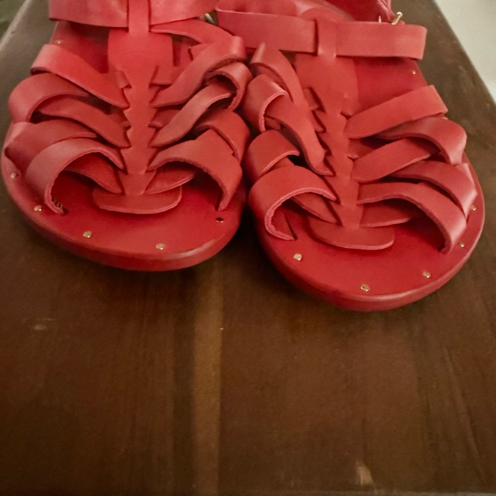 beek Red Leather Sandals size 8 - Picture 4 of 6